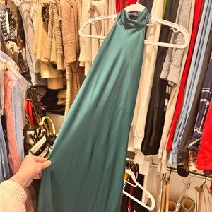 Lavender brown dress a greenish blue silk. Very pretty on floor length